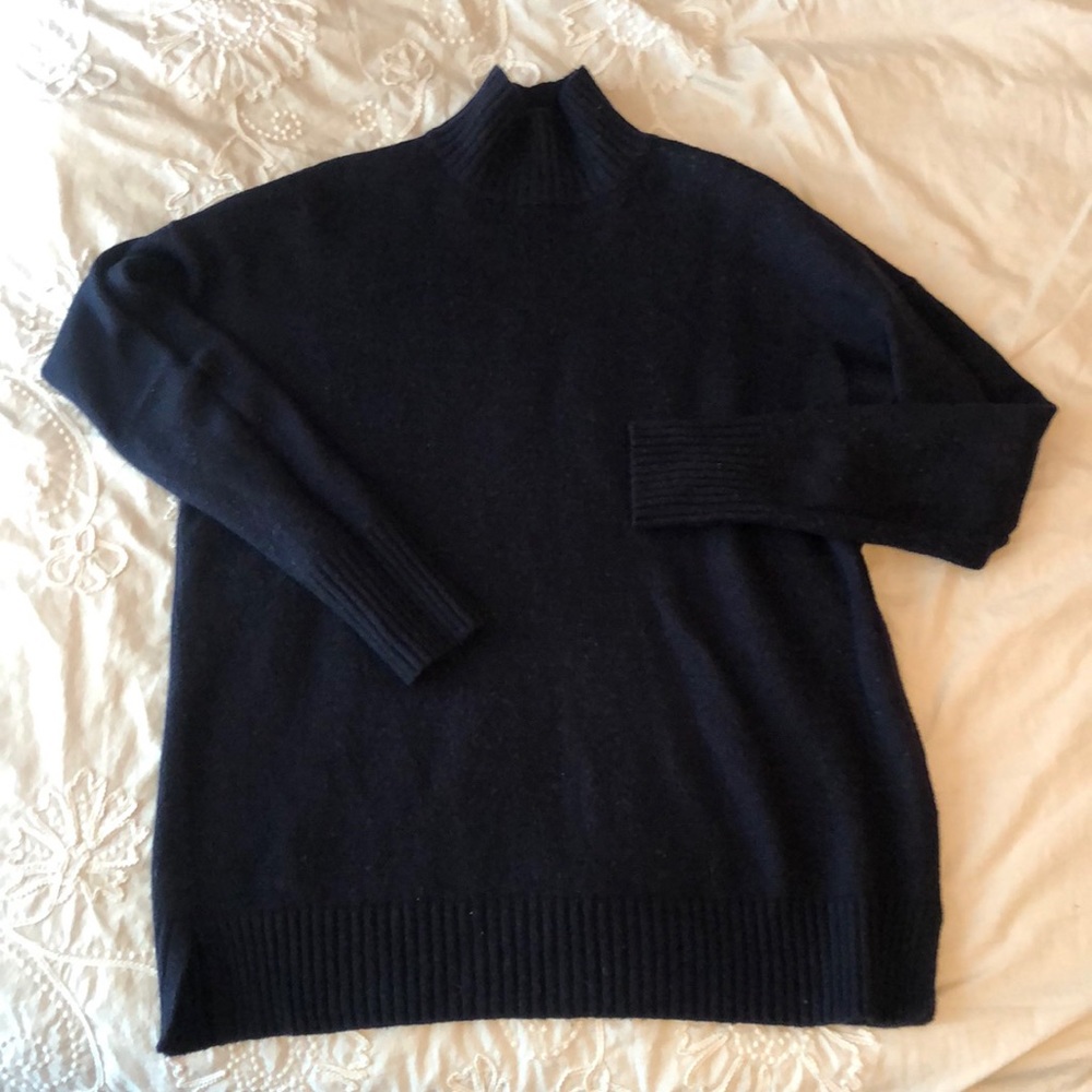 Blue turtleneck sweater